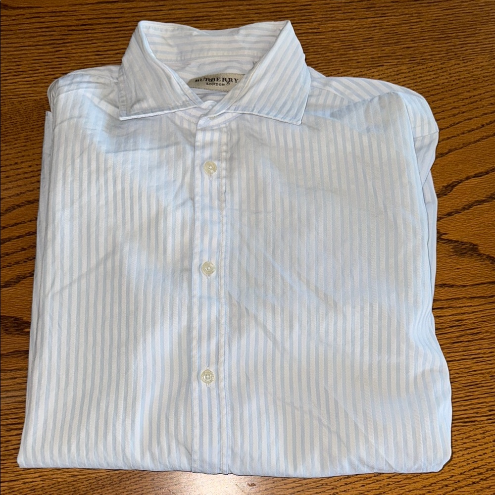 Burberry White Dress Shirt with Subtle Stripes